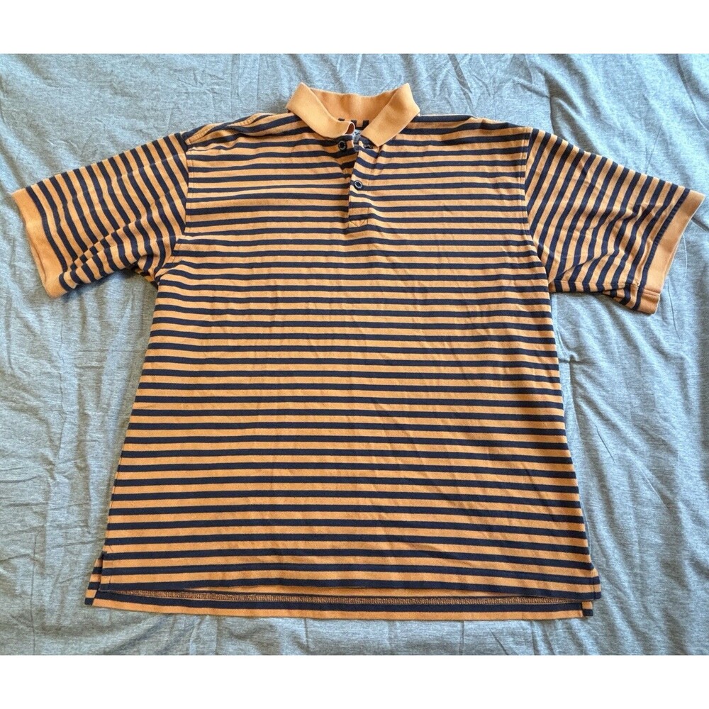Callaway Golf Polo Short Sleeve Orange Black Striped Large Cotton